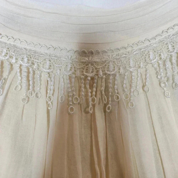 Issue Couture Cream A Line Dress Cottage Core Size Small Cotton Linen Blend - Picture 3 of 9
